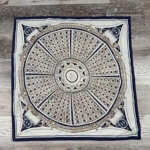 Vintage Architectural Dome Print Silk Scarf Library of Congress Square 80s 90s